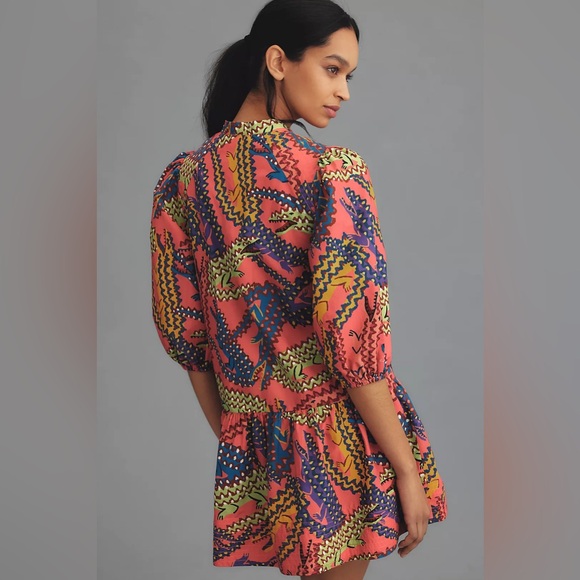 NWOT Size S - Farm Rio Long-Sleeve Printed Mini Dress - Picture 3 of 14